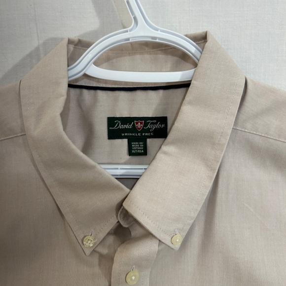 Men's Short Sleeve Beige Button Down Shirt by David Taylor Size XL - Picture 4 of 5